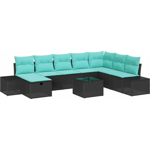 vidaXL Ensemble de canapé de jardin 9 pc Noir polyrotin – 408969 – image 1