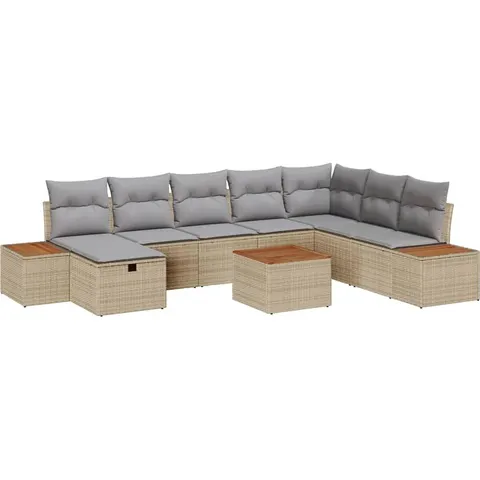 vidaXL Ensemble de canapé de jardin 9 pc Beige polyrotin – 411136 – image 1