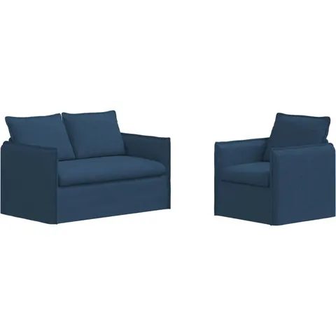 vidaXL Ensemble de Canapés 2 pc Bleu Tissu – 374164 – image 1