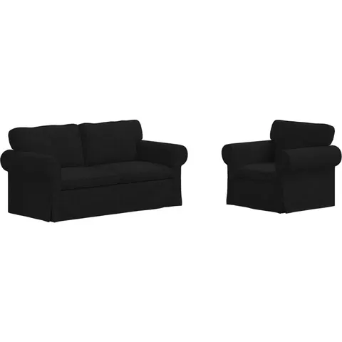 vidaXL Ensemble de Canapés 2 pc Noir tissu – 374195 – image 1