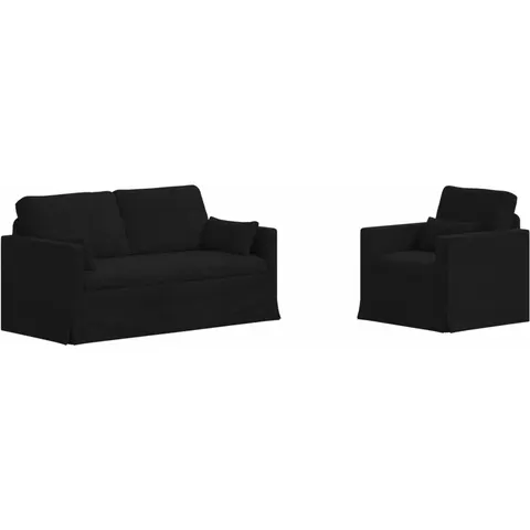 vidaXL Ensemble de Canapés 2 pc Noir tissu – 374263 – image 1