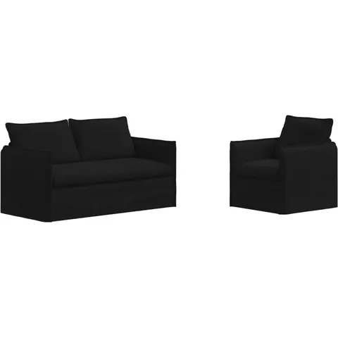 vidaXL Ensemble de Canapés 2 pc Noir Tissu – 374560 – image 1