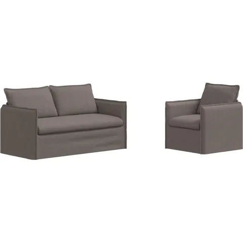 vidaXL Ensemble de Canapés 2 pc Taupe Tissu – 374584 – image 1