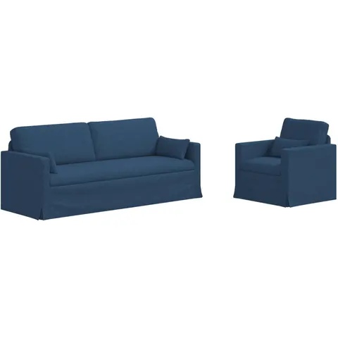 vidaXL Ensemble de Canapés 2 pc Bleu tissu – 374744 – image 1