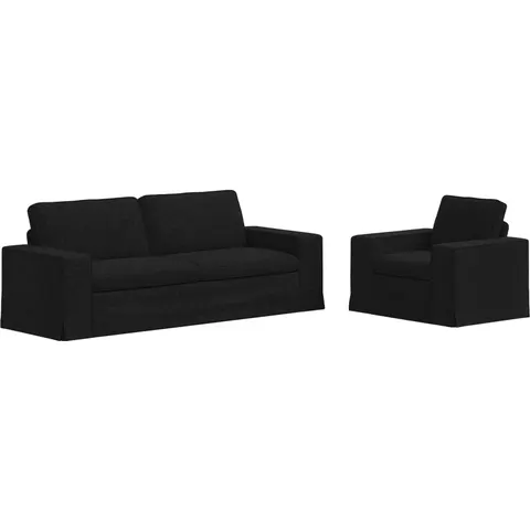 vidaXL Ensemble de Canapés 2 pc Noir tissu – 374775 – image 1