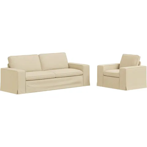 vidaXL Ensemble de Canapés 2 pc Crème tissu – 374805 – image 1
