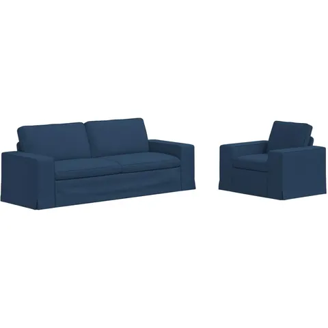 vidaXL Ensemble de Canapés 2 pc Bleu tissu – 374812 – image 1