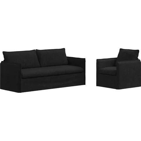 vidaXL Ensemble de Canapés 2 pc Noir Tissu – 375000 – image 1