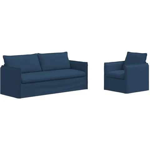 vidaXL Ensemble de Canapés 2 pc Bleu Tissu – 375048 – image 1