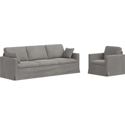 vidaXL Ensemble de Canapés 2 pc Gris clair Velours – 375123 – image 1