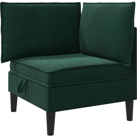 vidaXL Sofa avec rangement Vert foncé Velours – image 1