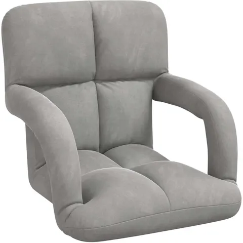 vidaXL Fauteuil de sol ajustable Gris clair Velours – 531376 – image 1