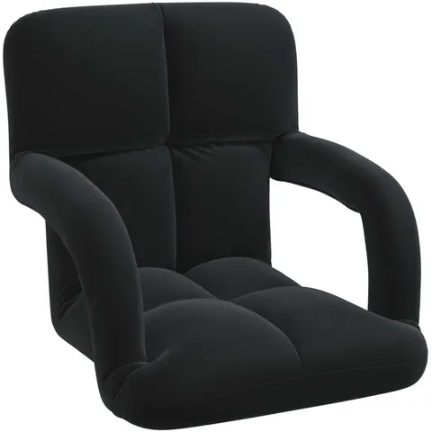 vidaXL Fauteuil de sol ajustable Noir Velours – 531420 – image 1