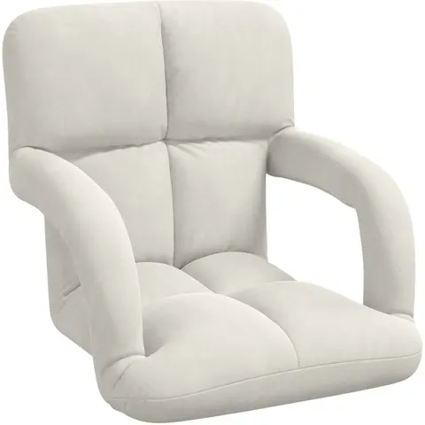 vidaXL Fauteuil de sol ajustable Crème Velours – 531437 – image 1