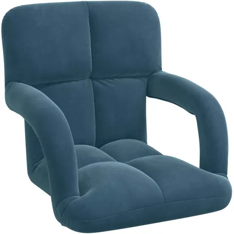 vidaXL Fauteuil de sol ajustable Bleu Velours – 531444 – image 1