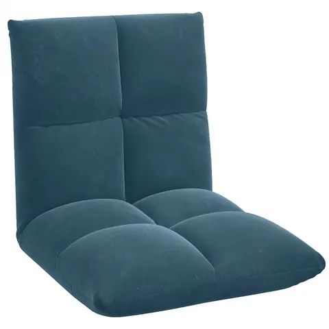 vidaXL Fauteuil de sol ajustable Bleu Velours – 531611 – image 1