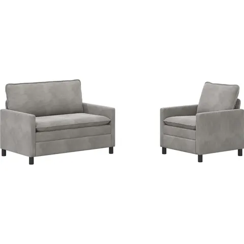 vidaXL Ensemble de Canapés 2 pc Gris clair Velours – 593169 – image 1
