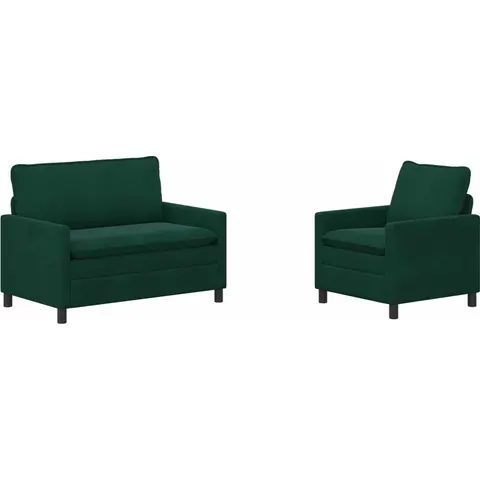 vidaXL Ensemble de Canapés 2 pc Vert foncé Velours – 593183 – image 1