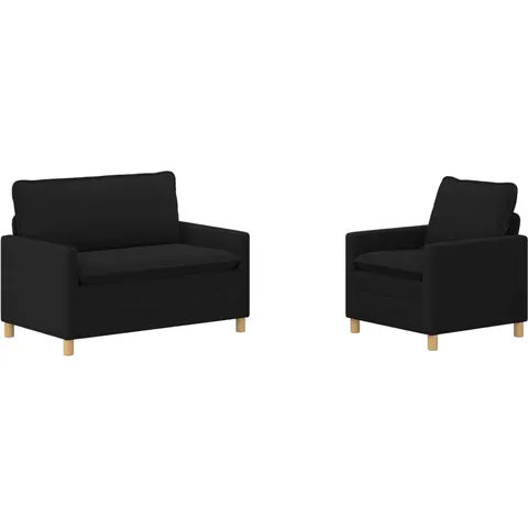 vidaXL Ensemble de Canapés 2 pc Noir Tissu – 593305 – image 1