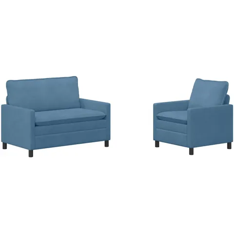 vidaXL Ensemble de Canapés 2 pc Bleu Tissu – 593350 – image 1