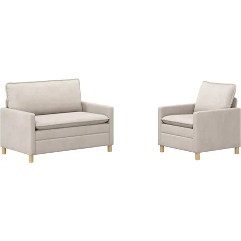 vidaXL Ensemble de Canapés 2 pc Crème Polyester – 593374 – image 1