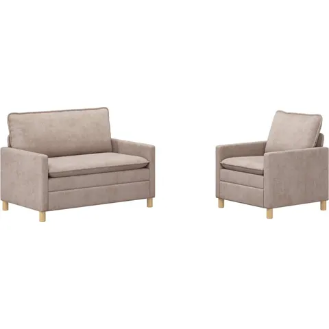 vidaXL Ensemble de Canapés 2 pc Beige Polyester – 593381 – image 1