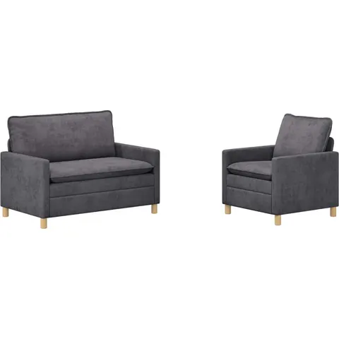vidaXL Ensemble de Canapés 2 pc Gris foncé Polyester – 593404 – image 1