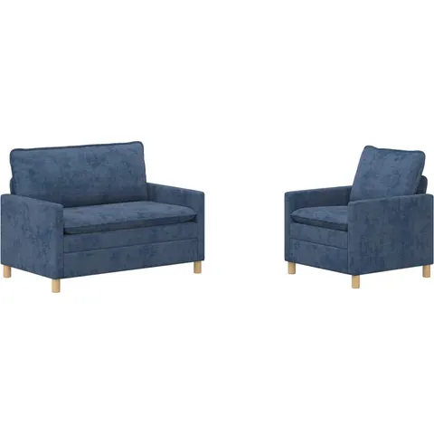 vidaXL Ensemble de Canapés 2 pc Bleu Polyester – 593428 – image 1