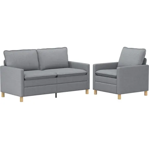vidaXL Ensemble de Canapés 2 pc Gris clair Tissu – 593503 – image 1