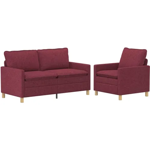 vidaXL Ensemble de Canapés 2 pc Bordeaux Tissu – 593534 – image 1