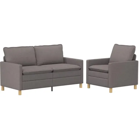 vidaXL Ensemble de Canapés 2 pc Taupe Tissu – 593558 – image 1