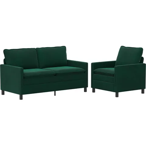 vidaXL Ensemble de Canapés 2 pc Vert foncé Velours – 593602 – image 1