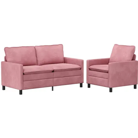 vidaXL Ensemble de Canapés 2 pc Rose Velours – 593619 – image 1