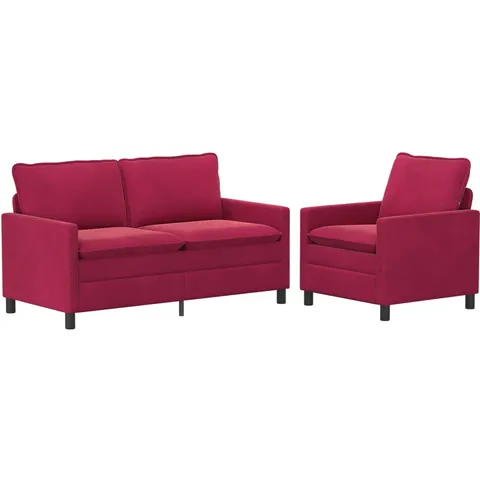 vidaXL Ensemble de Canapés 2 pc Bordeaux Velours – 593626 – image 1