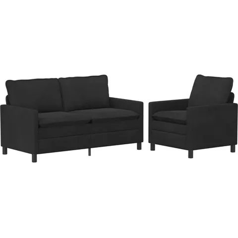 vidaXL Ensemble de Canapés 2 pc Noir Velours – 593633 – image 1