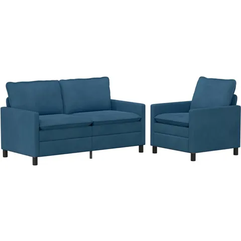 vidaXL Ensemble de Canapés 2 pc Bleu Velours – 593664 – image 1