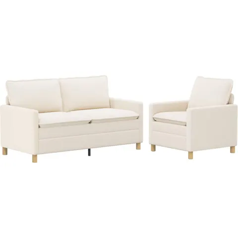 vidaXL Ensemble de Canapés 2 pc Crème Tissu – 593695 – image 1