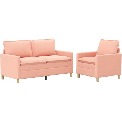 vidaXL Ensemble de Canapés 2 pc Rose Tissu – 593701 – image 1