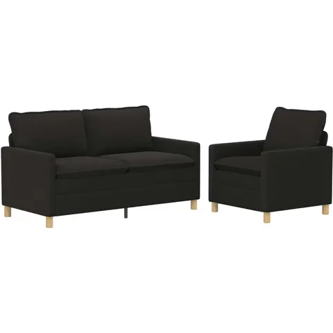 vidaXL Ensemble de Canapés 2 pc Noir Tissu – 593725 – image 1