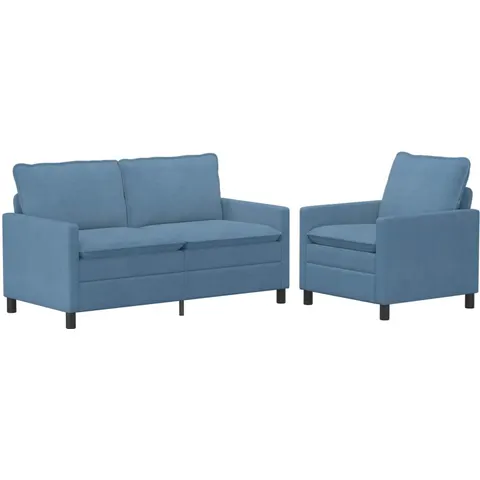 vidaXL Ensemble de Canapés 2 pc Bleu Tissu – 593770 – image 1