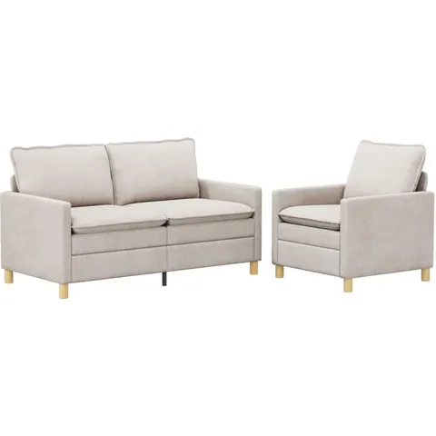 vidaXL Ensemble de Canapés 2 pc Crème Polyester – 593794 – image 1