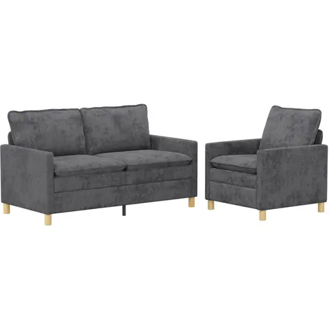 vidaXL Ensemble de Canapés 2 pc Gris foncé Polyester – 593824 – image 1