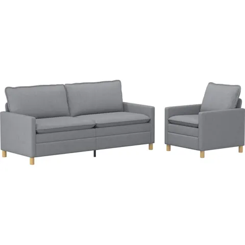 vidaXL Ensemble de Canapés 2 pc Gris clair Tissu – 593923 – image 1