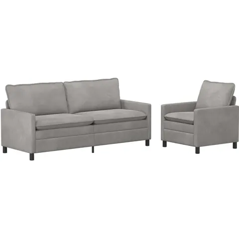 vidaXL Ensemble de Canapés 2 pc Gris clair Velours – 594005 – image 1