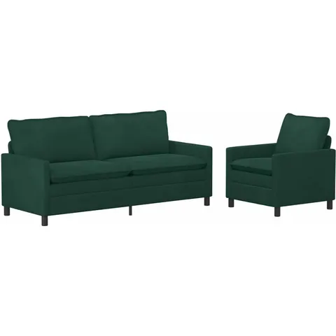 vidaXL Ensemble de Canapés 2 pc Vert foncé Velours – 594029 – image 1