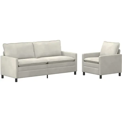 vidaXL Ensemble de Canapés 2 pc Crème Velours – 594074 – image 1