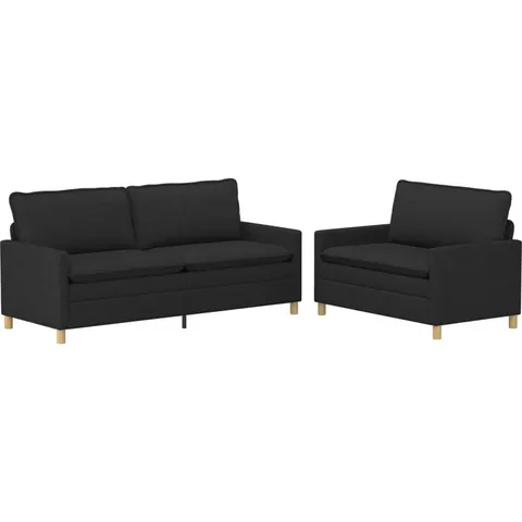 vidaXL Ensemble de Canapés 2 pc Noir Tissu – 594128 – image 1