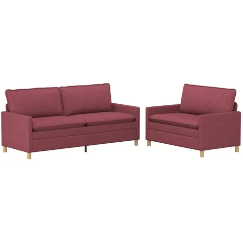 vidaXL Ensemble de Canapés 2 pc Bordeaux Tissu – 594135 – image 1