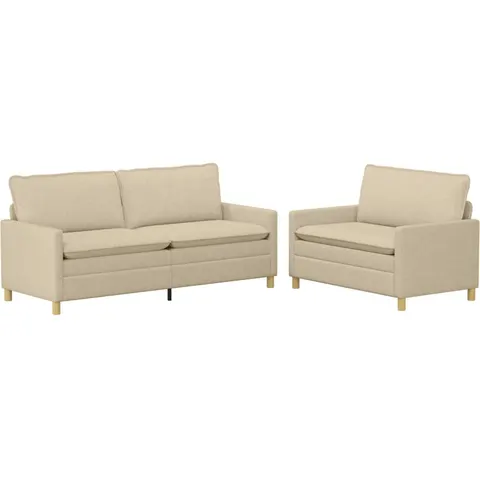 vidaXL Ensemble de Canapés 2 pc Crème Tissu – 594166 – image 1