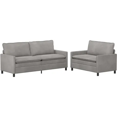 vidaXL Ensemble de Canapés 2 pc Gris clair Velours – 594180 – image 1